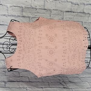 LOFT Pink Eyelet Crop Top